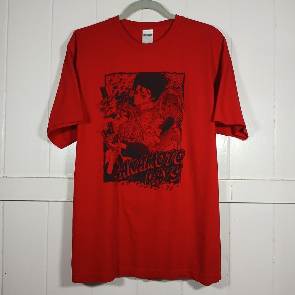 Sakamoto Days Anime Manga Graphic T-Shirt Mens XL Red Shonen Jump Rare‎ Tee